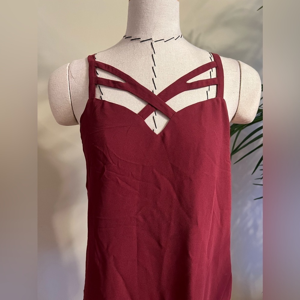Naked Zebra Heartbeeps Strappy Cami Top | Burgundy Wine Color | Size S - Picture 10 of 12